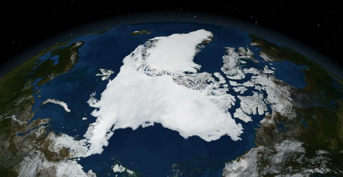 Mapa satélite del Ártico.